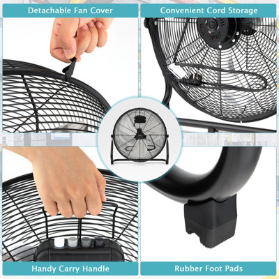 Costway 20" Industrial Drum Fan High-Velocity Direct-Driven Barrel Floor Fan 3 Speed - 8