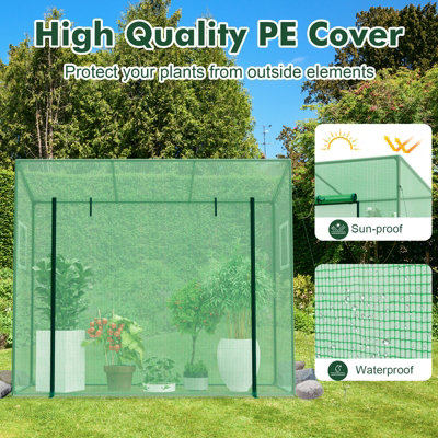 Costway 200 x 77 x 169 cm Mini Greenhouse Outdoor Walk-in Greenhouse w/ PE Cover Garden Warm House - 3