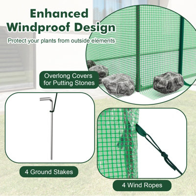 Costway 200 x 77 x 169 cm Mini Greenhouse Outdoor Walk-in Greenhouse w/ PE Cover Garden Warm House - 4