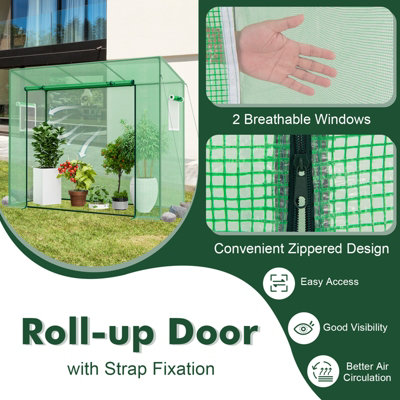 Costway 200 x 77 x 169 cm Mini Greenhouse Outdoor Walk-in Greenhouse w/ PE Cover Garden Warm House - 5