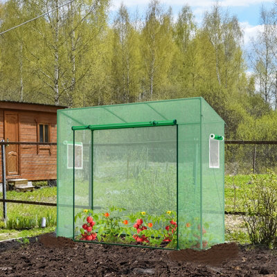 Costway 200 x 77 x 169 cm Mini Greenhouse Outdoor Walk-in Greenhouse w/ PE Cover Garden Warm House - 8