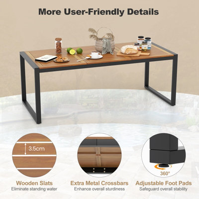Costway 200 x 90cm Outdoor Dining Table 8-Person Patio Table w/ 5cm Umbrella Hole - 7