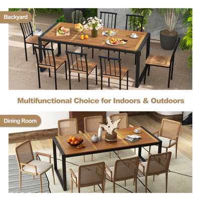 Costway 200 x 90cm Outdoor Dining Table 8-Person Patio Table w/ 5cm Umbrella Hole - 9