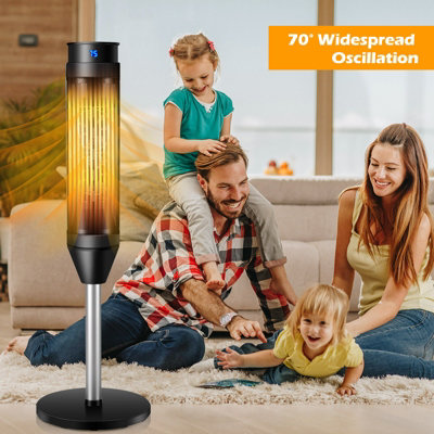Costway 2000W Electric Tower Fan Heater Oscillating Ceramic PTC W/ Digital Timer & Remote - 3