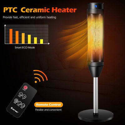 Costway 2000W Electric Tower Fan Heater Oscillating Ceramic PTC W/ Digital Timer & Remote - 6