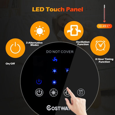 Costway 2000W Electric Tower Fan Heater Oscillating Ceramic PTC W/ Digital Timer & Remote - 7