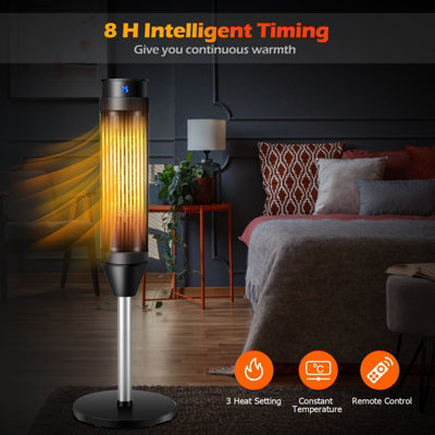 Costway 2000W Electric Tower Fan Heater Oscillating Ceramic PTC W/ Digital Timer & Remote - 9