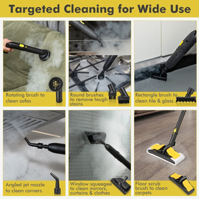 Costway 2000W Rolling Steam Mop Hand Held Cleaner Steamer Floor Carpet Wash Window - 4