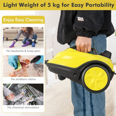 Costway 2000W Rolling Steam Mop Hand Held Cleaner Steamer Floor Carpet Wash Window - 6