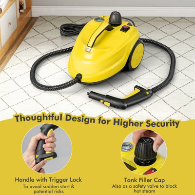 Costway 2000W Rolling Steam Mop Hand Held Cleaner Steamer Floor Carpet Wash Window - 7