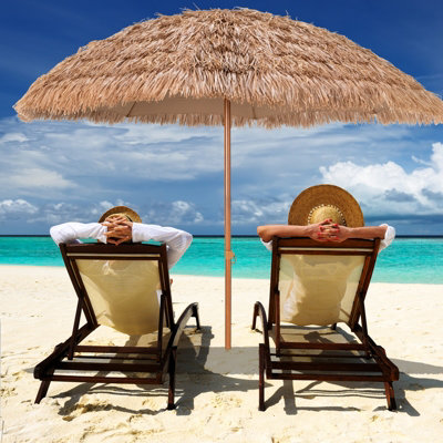 Costway 205cm Thatched Tiki Patio Umbrella Hawaiian Hula Beach Umbrella W/ 8 Ribs - 5