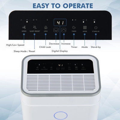 Costway 20L/Day Dehumidifier Electric Air De-Humidifier Portable Quiet 3 Modes 24H Timer - 8