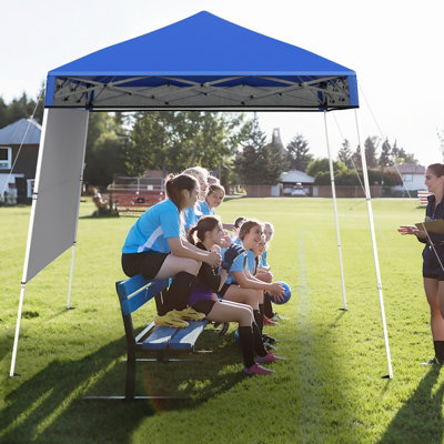COSTWAY 210 x 210 cm Pop up Canopy Tent Portable Backpack Canopy-Blue
