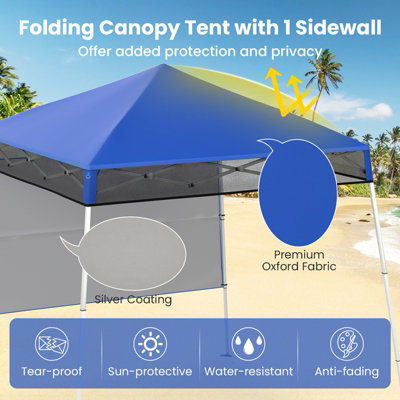 COSTWAY 210 x 210 cm Pop up Canopy Tent Portable Backpack Canopy-Blue