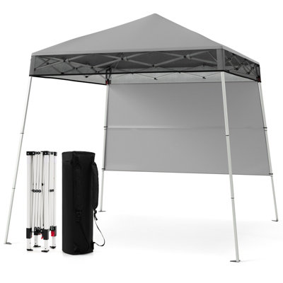 COSTWAY 210 x 210 cm Pop up Canopy Tent Portable Backpack Canopy-Grey