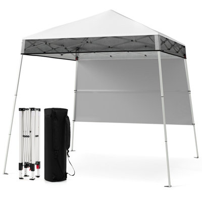 COSTWAY 210 x 210 cm Pop up Canopy Tent Portable Backpack Canopy-White