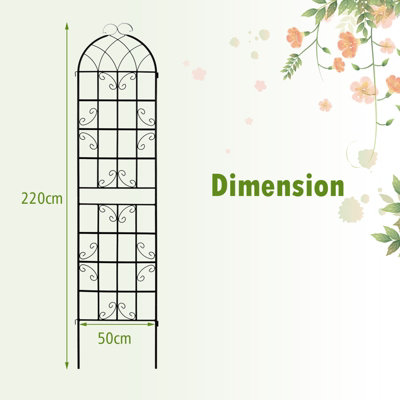 Costway 220 x 50cm Metal Garden Trellis Climbing Plants 2 Pack Fence Trellis Panels
