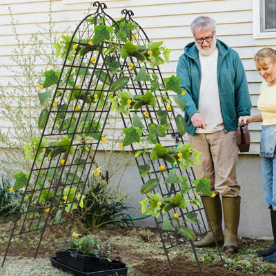 Costway 220 x 50cm Metal Garden Trellis Climbing Plants 2 Pack Fence Trellis Panels - 3