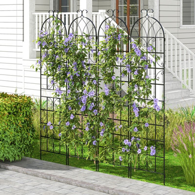 Costway 220 x 50cm Metal Garden Trellis Climbing Plants 2 Pack Fence Trellis Panels - 4