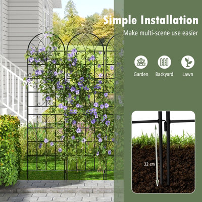 Costway 220 x 50cm Metal Garden Trellis Climbing Plants 2 Pack Fence Trellis Panels - 5
