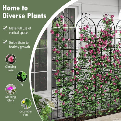 Costway 220 x 50cm Metal Garden Trellis Climbing Plants 2 Pack Fence Trellis Panels - 6