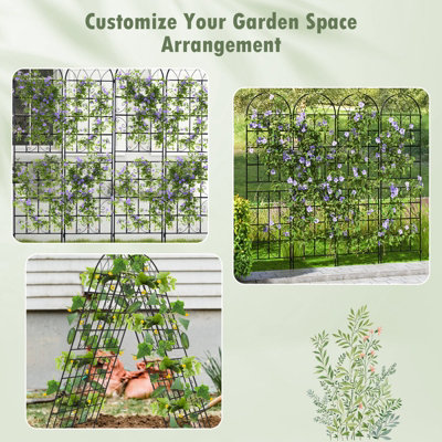 Costway 220 x 50cm Metal Garden Trellis Climbing Plants 2 Pack Fence Trellis Panels - 8