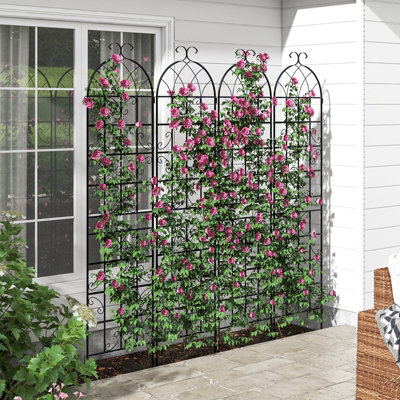 Costway 220 x 50cm Metal Garden Trellis Climbing Plants 2 Pack Fence Trellis Panels - 9