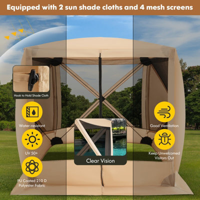 Costway 225 cm x 225 cm 4-Panel Pop up Camping Gazebo
