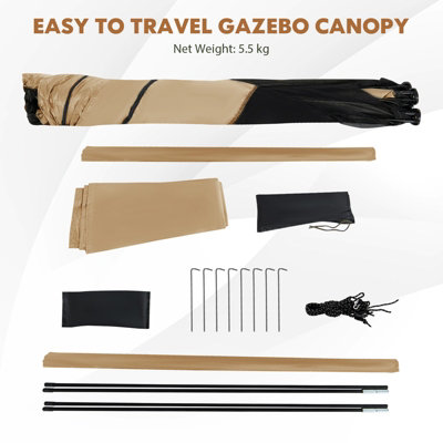 Costway 225 cm x 225 cm 4-Panel Pop up Camping Gazebo Instant Setup Screen House Gazebo Tent with 2 Sunshade Cloths - 9