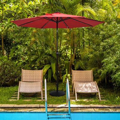Costway 22kg Round Patio Umbrella Base Outdoor Resin Umbrella Stand W/ Rattan Design - 3