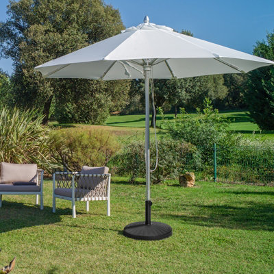 Costway 22kg Round Patio Umbrella Base Outdoor Resin Umbrella Stand W/ Rattan Design - 4