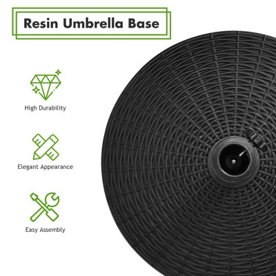 Costway 22kg Round Patio Umbrella Base Outdoor Resin Umbrella Stand W/ Rattan Design - 5