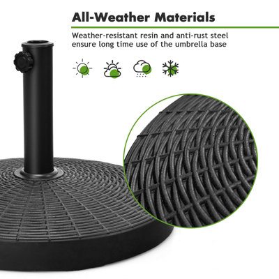 Costway 22kg Round Patio Umbrella Base Outdoor Resin Umbrella Stand W/ Rattan Design - 6