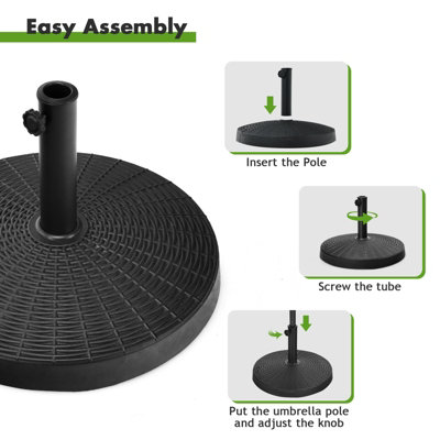 Costway 22kg Round Patio Umbrella Base Outdoor Resin Umbrella Stand W/ Rattan Design - 8