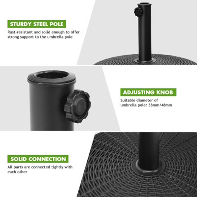 Costway 22kg Round Patio Umbrella Base Outdoor Resin Umbrella Stand W/ Rattan Design - 9