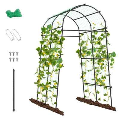 Costway 230CM Metal Garden Arch Heavy Duty Arbor Climbing Trellis Pergola Decoration