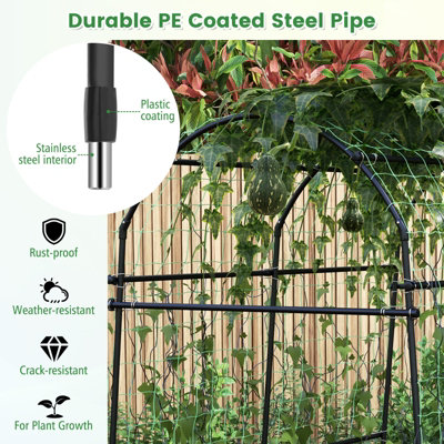 Costway 230CM Metal Garden Arch Heavy Duty Arbor Climbing Trellis Pergola Decoration - 5