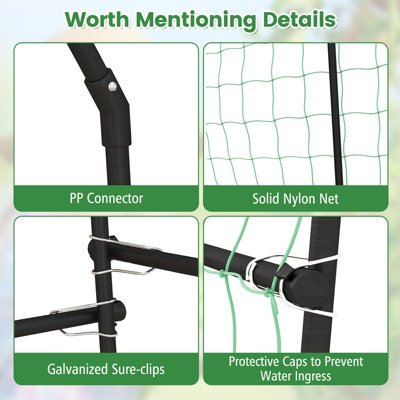 Costway 230CM Metal Garden Arch Heavy Duty Arbor Climbing Trellis Pergola Decoration - 6