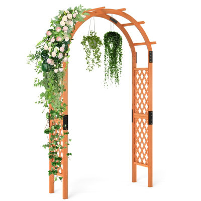 Costway 235cm Wooden Garden Arbor Trellis Solid Wood Trellis Climbing ...