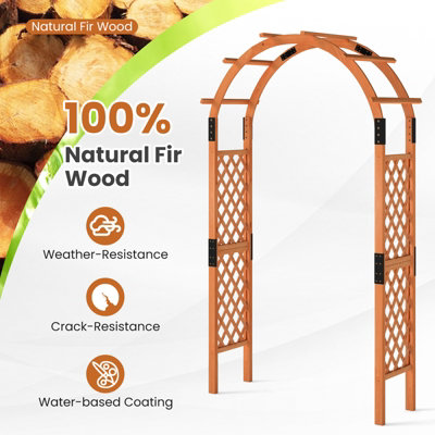 Costway 235cm Wooden Garden Arbor Trellis Solid Wood Trellis Climbing ...