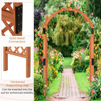 Costway 235cm Wooden Garden Arbor Trellis Solid Wood Trellis Climbing ...
