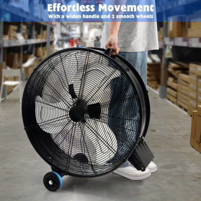 Costway 24" Drum Fan High-Velocity Direct-Driven Floor Fan 3 Speed - 5