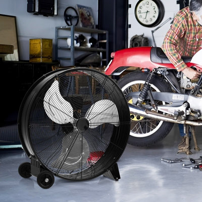 Costway 24" Drum Fan High-Velocity Direct-Driven Floor Fan 3 Speed - 9