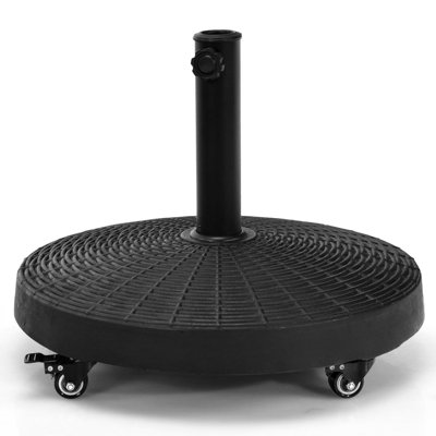 Costway 24KG Round Resin Umbrella Base Rattan Designed Outdoor Umbrella Stand