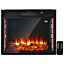 Costway 25" 2000W Electric Fireplace Wall Mounted Fire Heater 7 Flame Color