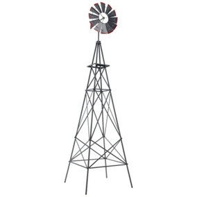 Costway 253 cm Ornamental Windmill All-Weather Metal Wind Mill Weathervane