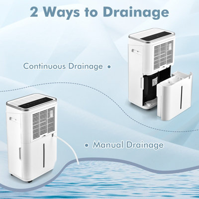 Costway 25L/Day Home Dehumidifier w/ Auto Drainage 24H Timer Overflow Protection Laundry Dehumidifier 6.5L Water Tank - 7