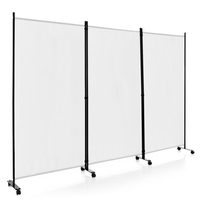 Costway 260 x 180cm Freestanding Room Divider 3 Panel Rolling Privacy