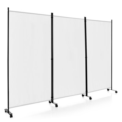 Costway 260 x 180cm Freestanding Room Divider 3 Panel Rolling Privacy Screens Porch Shading Partition