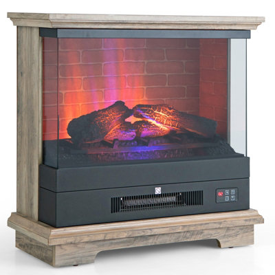 Costway 27" Freestanding Fireplace 2000W Electric Fireplace Heater W/ 3-Level Vivid Flame